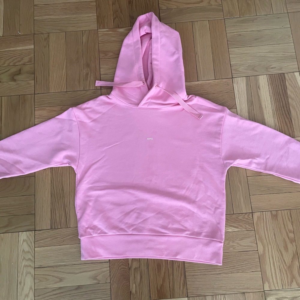 APC logo print hooded sweatshirt in pink XS
